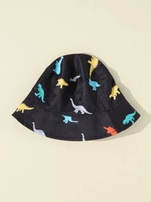 1 Piece Of Dinosaur Print Cute Bucket Hat, Boys And Girls Fashion Bucket Hat, Baby Cute Dinosaur Beautiful Bucket Hat, Suitable For Beach Recreation - Black - View 4