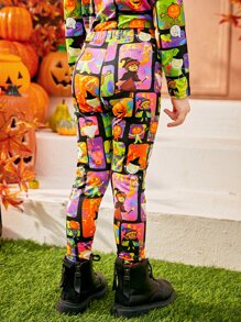 SHEIN 小女童反光萬聖印花緊身打底褲 - 彩色 - 查看 6