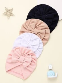 3/4/5件套婴儿新生儿帽子套装，打结针织帽，柔软舒适，适合0-6个月的婴儿男女宝宝。 - 彩色 - 查看 2