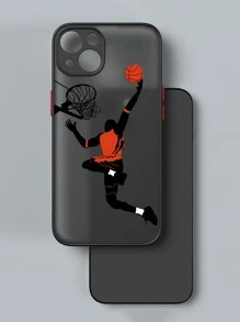 Funda de teléfono negra con textura de piel y pinturas coloridas de tiro de baloncesto - Multicolor - Ver 4