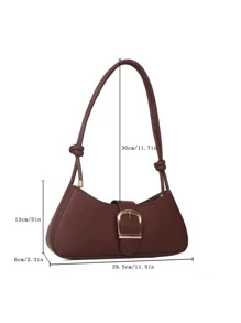 Buckle Decor Bag - Chocolate Brown - View 3