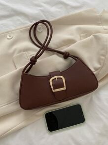 Buckle Decor Bag - Chocolate Brown - View 4