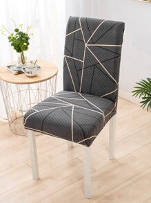 1pc In hình học Ghế ăn co giãn Tấm phủ - Màu xám đen - Xem 1