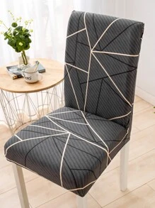 1pc In hình học Ghế ăn co giãn Tấm phủ - Màu xám đen - Xem 2