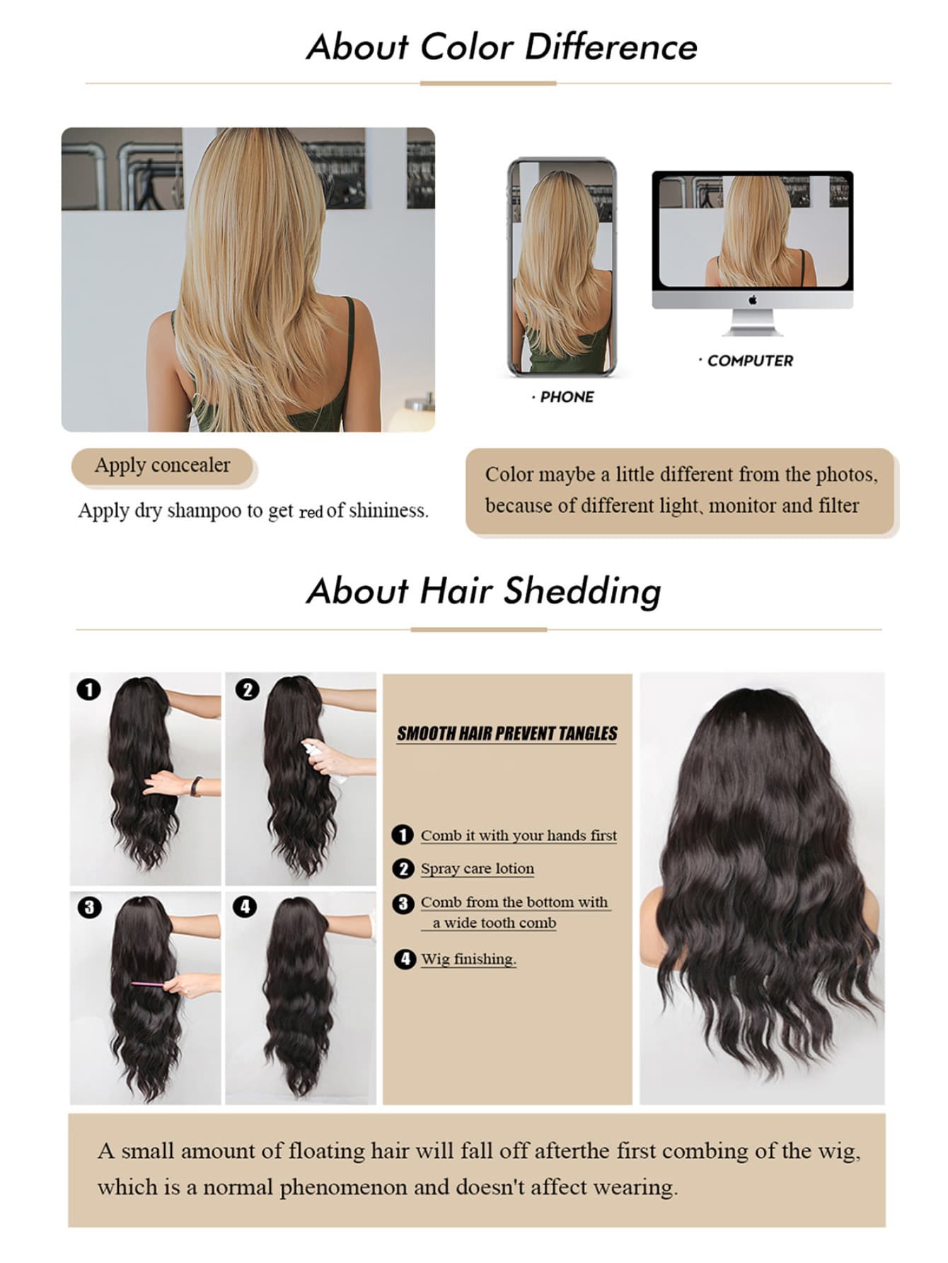 Miniatura 4 de Peluca sintética largo rizado con tupe Multicolor