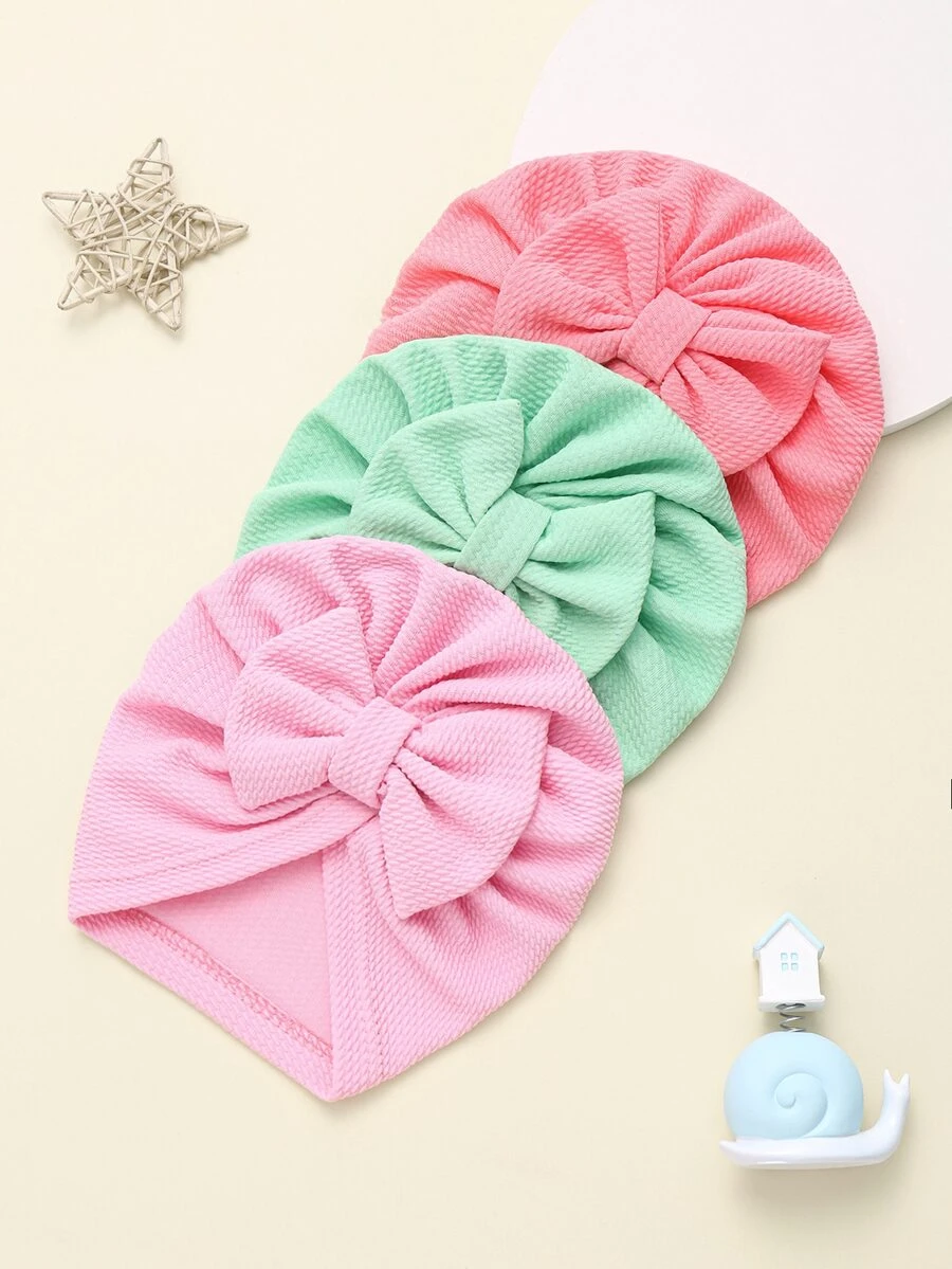 3pcs Bow Decor Baby Hat - Multicolor - View 1