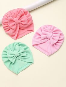 3pcs Bow Decor Baby Hat - Multicolor - View 4