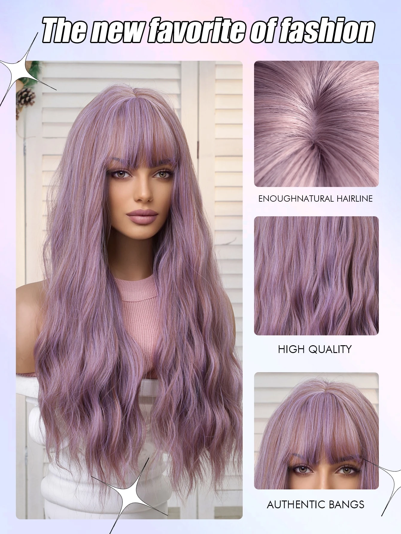 Miniatura 7 de Peluca sintética largo rizado con tupe Multicolor