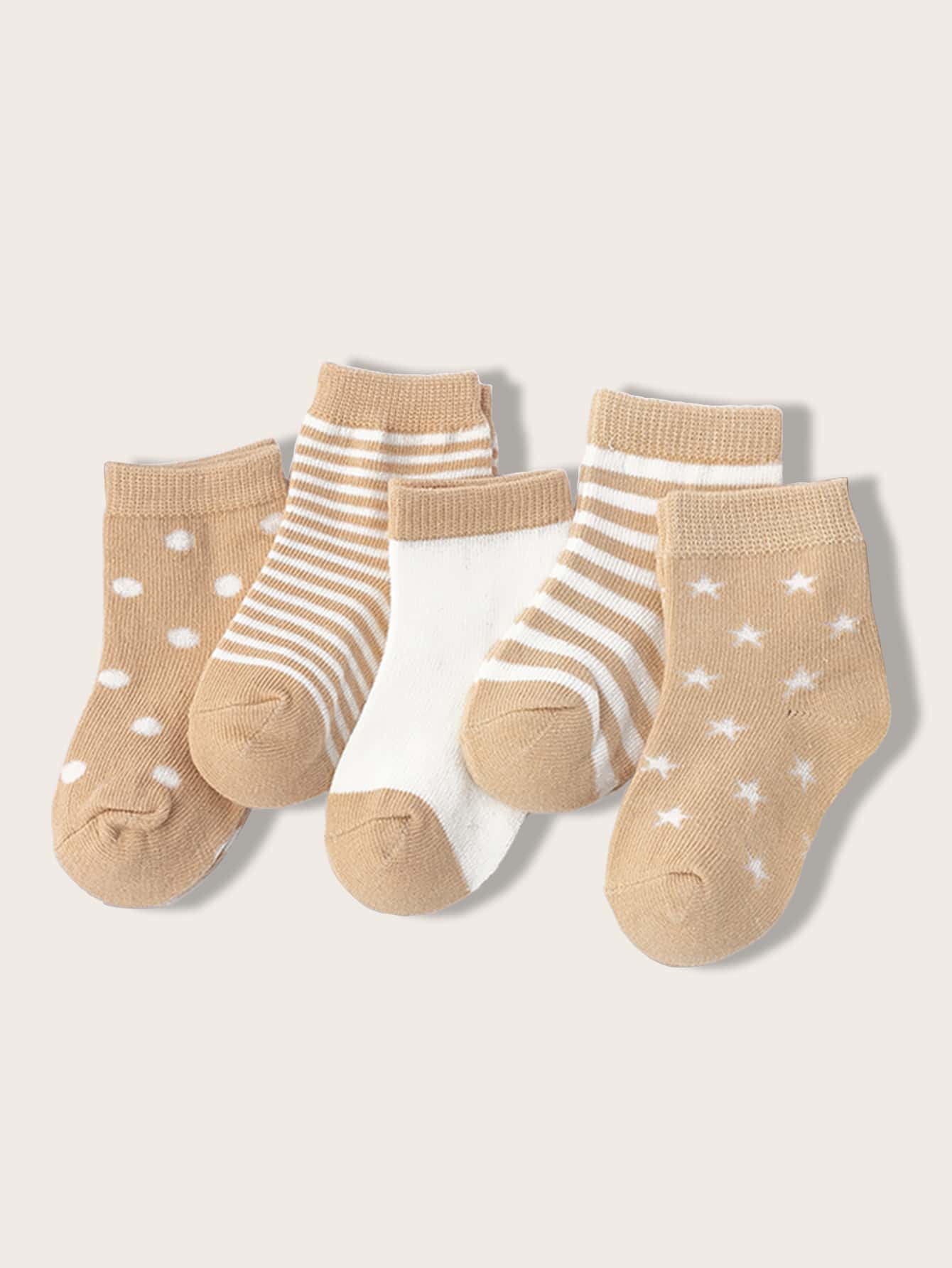 5雙嬰兒條紋印花襪子 - 彩色 - 查看 1