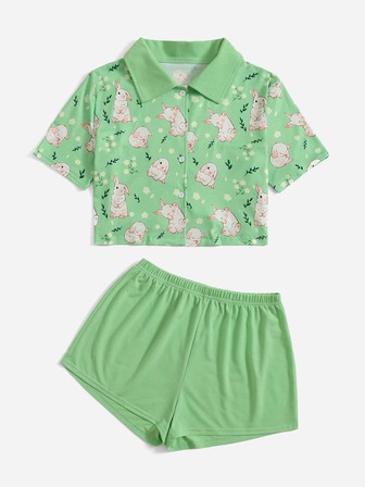 طقم بيجامة طباعة الأرنب