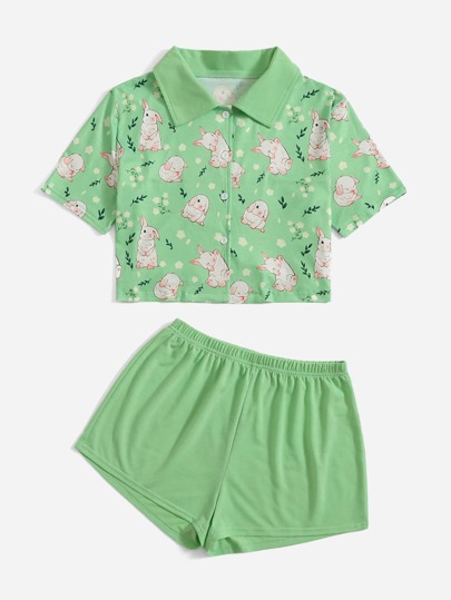 طقم بيجامة طباعة الأرنب