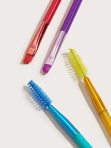 4 buc pensule pentru sprâncene cu două capete și pensulă pentru gene, pensulă pentru colorat gene și eyeliner, pensulă pentru sprâncene cu două capete, pensulă mini pentru gene multifuncțională, teșitură și pieptene, pentru colorat, pensulă pentru sprâncene, pensulă pentru fard de pleoape, Spoolie, pensulă Spoolie - Multicolor - Vizualizare 4