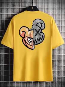 Manfinity LEGND Hombres Camiseta con estampado de dibujos animados - Amarillo - Ver 1