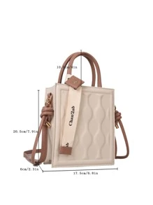 Old Moeny,輕便,商務休閒迷你字母圖形紋理方形袋適合青少年女孩,女性,大學生,新手和白領工作者,完美適用於辦公室,大學,工作,商務,上下班,戶外,旅遊和郊遊 - 彩色 - 查看 4