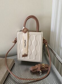 Old Moeny,輕便,商務休閒迷你字母圖形紋理方形袋適合青少年女孩,女性,大學生,新手和白領工作者,完美適用於辦公室,大學,工作,商務,上下班,戶外,旅遊和郊遊 - 彩色 - 查看 5