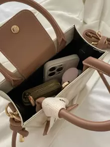 Old Moeny,輕便,商務休閒迷你字母圖形紋理方形袋適合青少年女孩,女性,大學生,新手和白領工作者,完美適用於辦公室,大學,工作,商務,上下班,戶外,旅遊和郊遊 - 彩色 - 查看 7