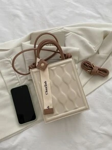 Old Moeny,輕便,商務休閒迷你字母圖形紋理方形袋適合青少年女孩,女性,大學生,新手和白領工作者,完美適用於辦公室,大學,工作,商務,上下班,戶外,旅遊和郊遊 - 彩色 - 查看 8