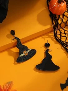 Halloween Wizard Hat Drop Earrings - Multicolor - View 3