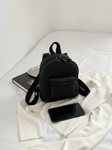 Mini Zip Front Classic Backpack, Lightweight Small Backpack, Mini Backpack For Back To School & Travel, School Supplies,School Backpack,School Bag,Backpack For School, Suitable For Teen Girls Women College Students, Perfect For Back To School,First Day Of School,College,Outdoors, Travel, Outings