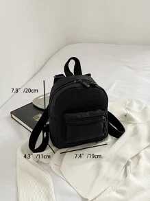 Mini Zip Front Classic Backpack, Lightweight Small Backpack, Mini Backpack For Back To School & Travel, School Supplies,School Backpack,School Bag,Backpack For School, Suitable For Teen Girls Women College Students, Perfect For Back To School,First Day Of School,College,Outdoors, Travel, Outings