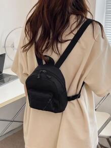 Mini Zip Front Classic Backpack, Lightweight Small Backpack, Mini Backpack For Back To School & Travel, School Supplies,School Backpack,School Bag,Backpack For School, Suitable For Teen Girls Women College Students, Perfect For Back To School,First Day Of School,College,Outdoors, Travel, Outings