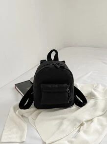 Mini Zip Front Classic Backpack, Lightweight Small Backpack, Mini Backpack For Back To School & Travel, School Supplies,School Backpack,School Bag,Backpack For School, Suitable For Teen Girls Women College Students, Perfect For Back To School,First Day Of School,College,Outdoors, Travel, Outings