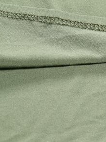 Manfinity Homme Áo thun có cổ Nam Dây kéo màu trơn Giải trí - xanh quân đội - Xem 5