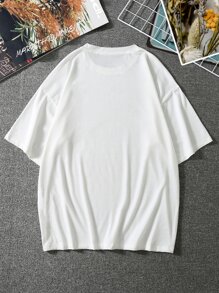 Claim Dot 男士標語和火圖案T恤 - 白色 - 查看 2