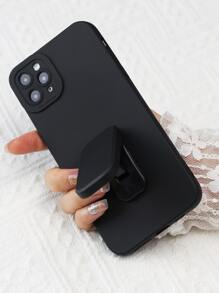 Solid Phone Case With Foldable Holder Compatible With iPhone15/15Plus/15Pro/15Promax - Black - View 1