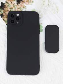 Solid Phone Case With Foldable Holder Compatible With iPhone15/15Plus/15Pro/15Promax - Black - View 3