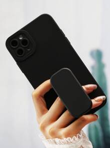 Solid Phone Case With Foldable Holder Compatible With iPhone15/15Plus/15Pro/15Promax - Black - View 4