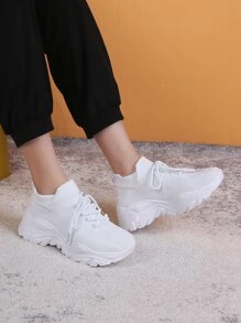 男士前綁帶老爹鞋 - 白色 - 查看 2