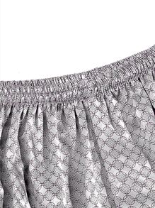 Men Allover Geo Print Satin Sleep Shorts - Silver - View 4