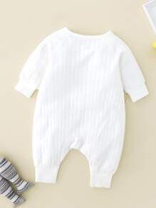 Bebé Jumpsuit con dibujos animados & con estampado de nota de música con nudo lateral - Blanco - Ver 2