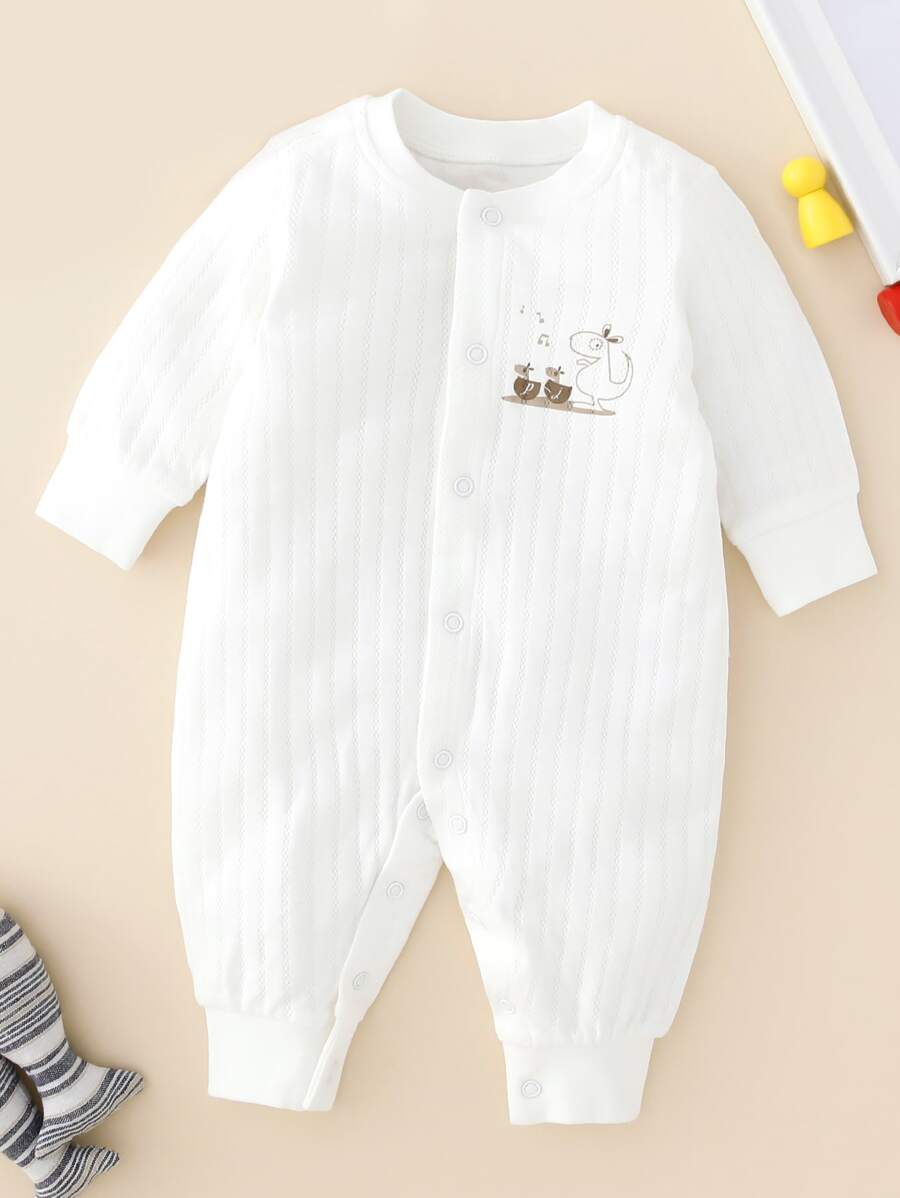 Bebé Jumpsuit con dibujos animados & con estampado de nota de música - Blanco - Ver 1