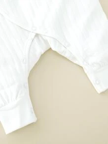 Bebé Jumpsuit con dibujos animados & con estampado de nota de música con nudo lateral - Blanco - Ver 3