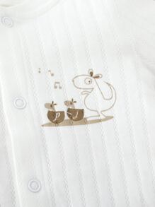 Bebé Jumpsuit con dibujos animados & con estampado de nota de música - Blanco - Ver 6