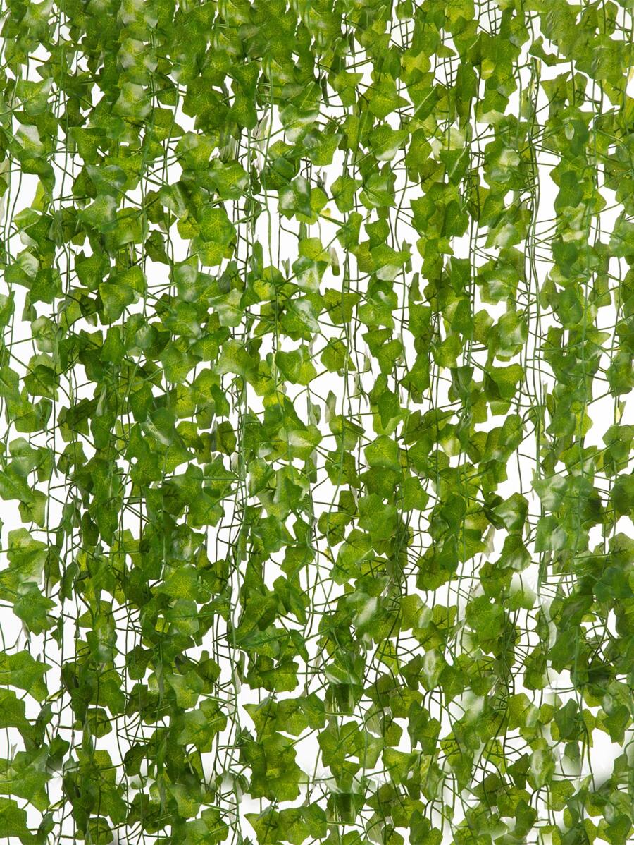 1入組人造植物綠色常春藤葉花環壁掛藤蔓家居花園裝飾婚禮派對DIY假花環葉 - 綠色 - 查看 1