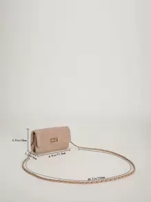 1 件时尚纯色绗缝链条单肩包，带扣封口，迷你方形包适合购物、拍照、度假、礼物 - 卡其色 - 查看 4