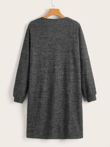 SHEIN LUNE Double Pocket Open Front Coat