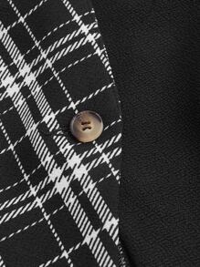 SHEIN Qutie 格紋印花西裝領西裝外套