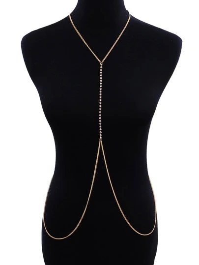 Rhinestone Decor Body Chain