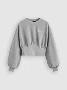 SHEIN MOD Letter Patched Drop Shoulder Pullover