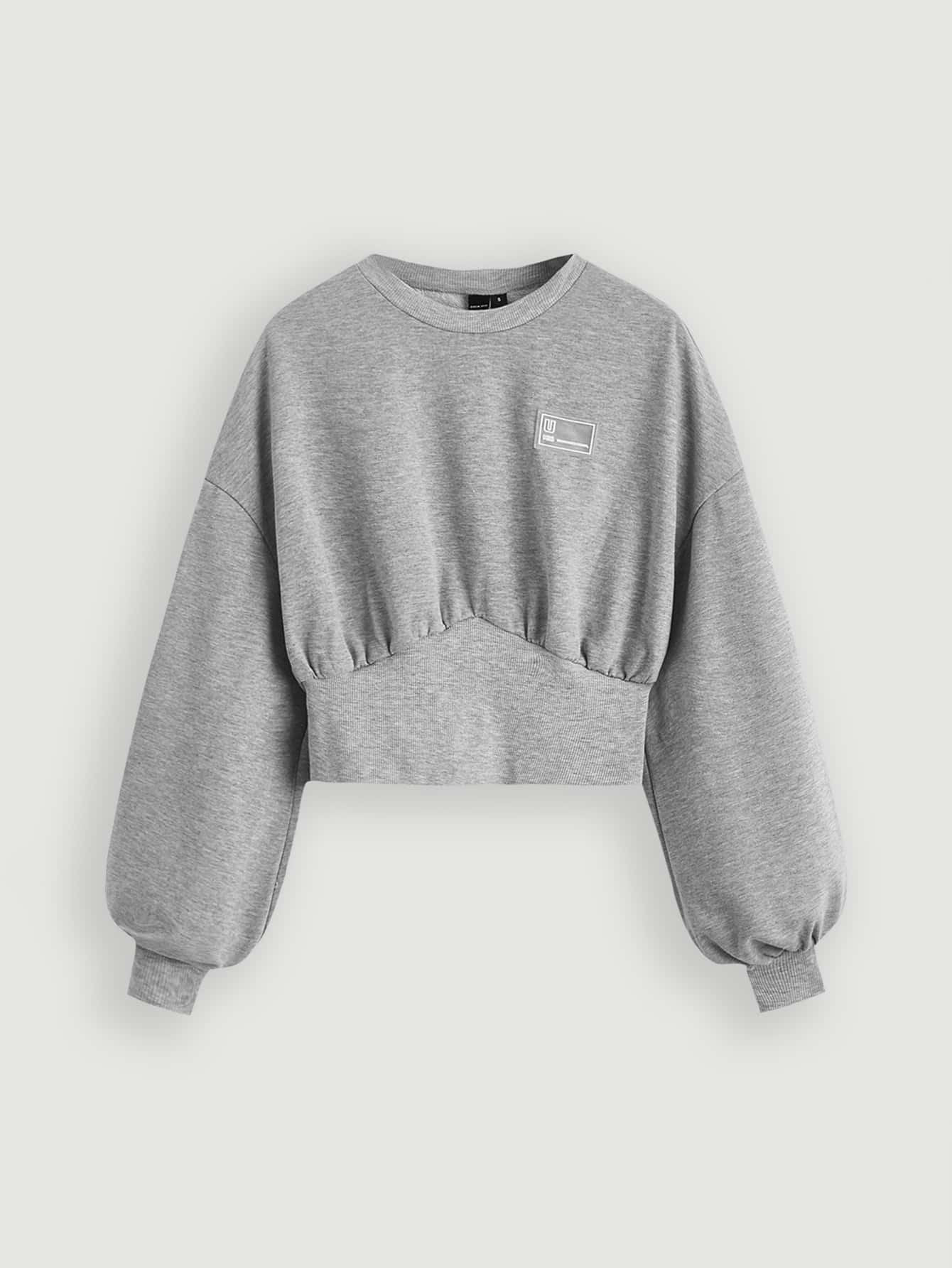 SHEIN MOD Letter Patched Drop Shoulder Pullover