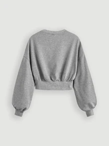 SHEIN MOD Letter Patched Drop Shoulder Pullover