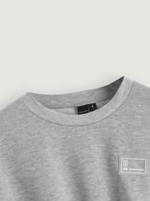 SHEIN MOD Letter Patched Drop Shoulder Pullover