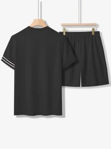 Manfinity Homme Bộ hai mảnh Nam Dây kéo Ruy băng màu trơn Sẵn sàng - màu đen - Xem 2