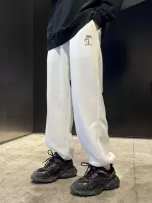 Manfinity Hypemode Quần thể thao Nam Dây kéo Túi Lá thư Nhiệt đới - trắng - Xem 1