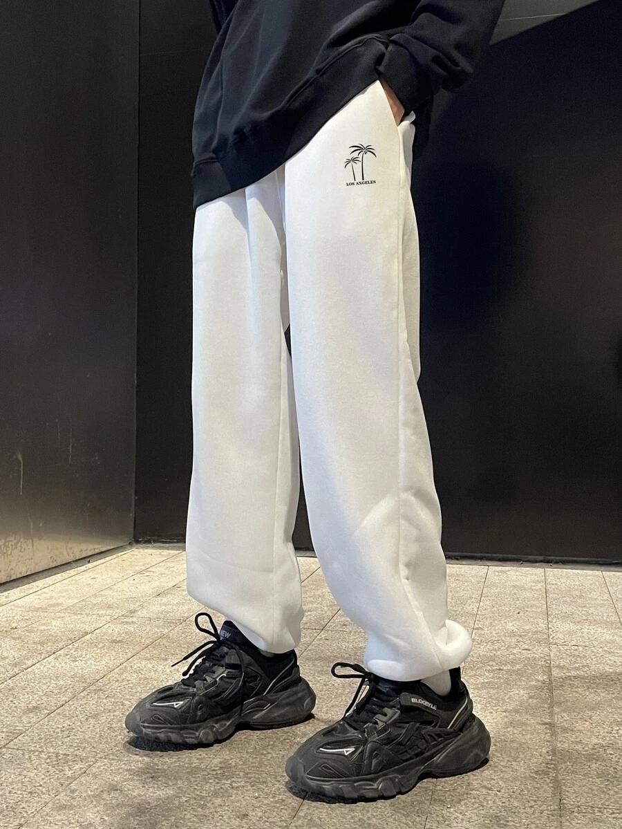 Manfinity Hypemode Quần thể thao Nam Dây kéo Túi Lá thư Nhiệt đới - trắng - Xem 1