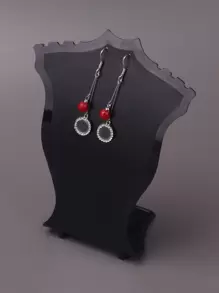 1pc/10pcs Clear Plastic Small Necklace Display Stand - Black - View 1